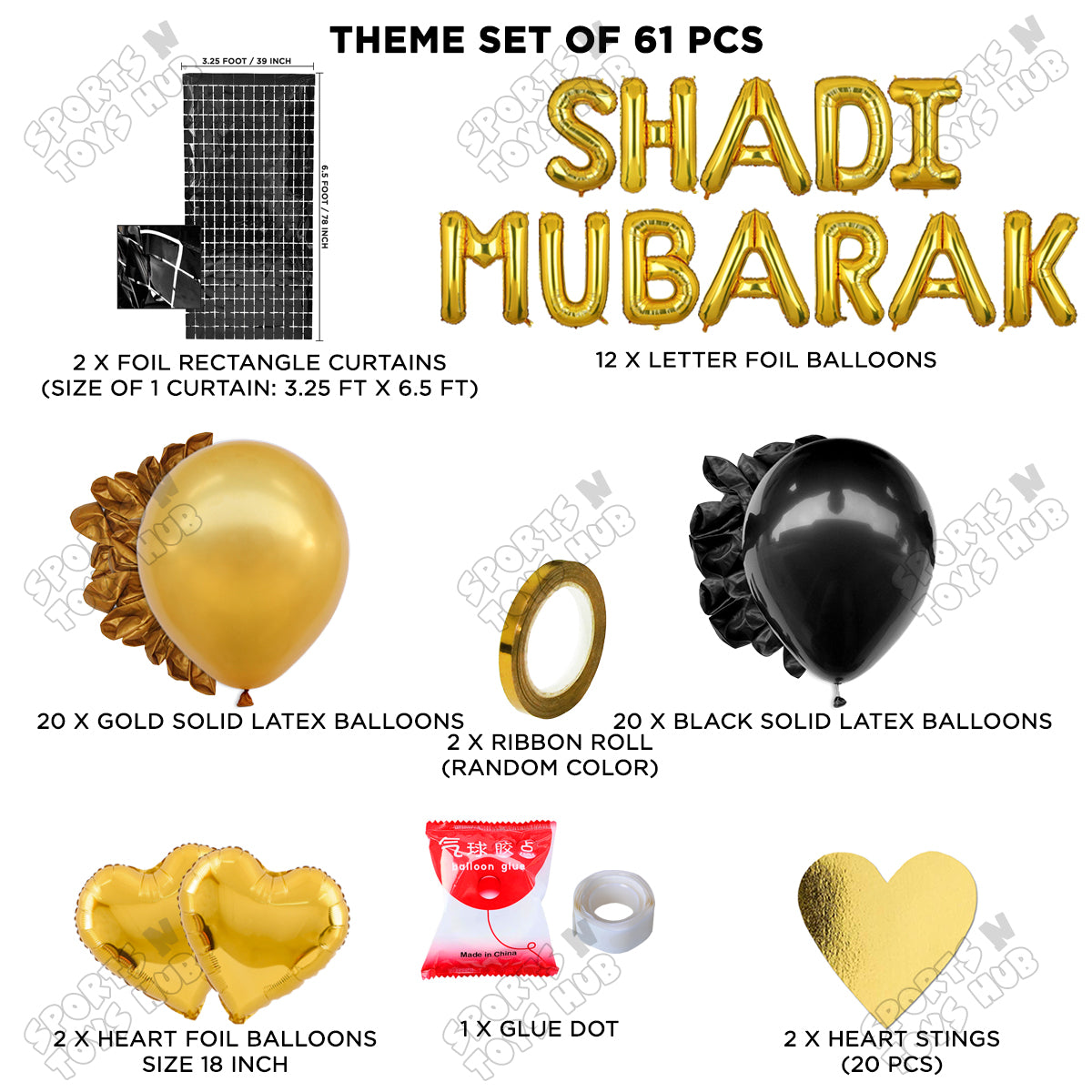 Shadi Mubarak Foil Letter Theme Collection - Gold