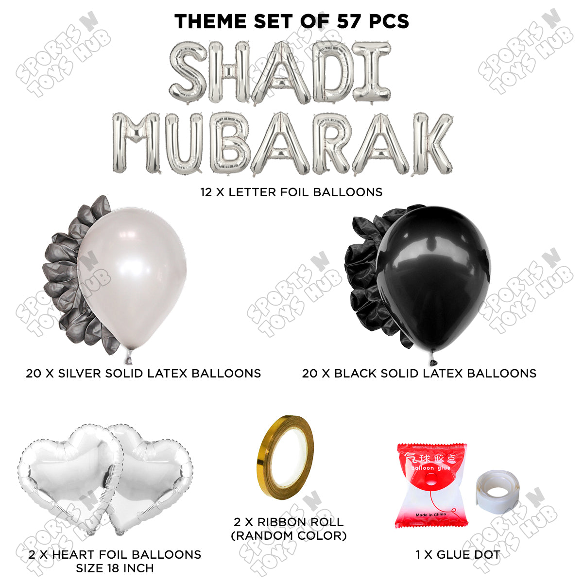 Shadi Mubarak Foil Letter Theme Collection - Silver
