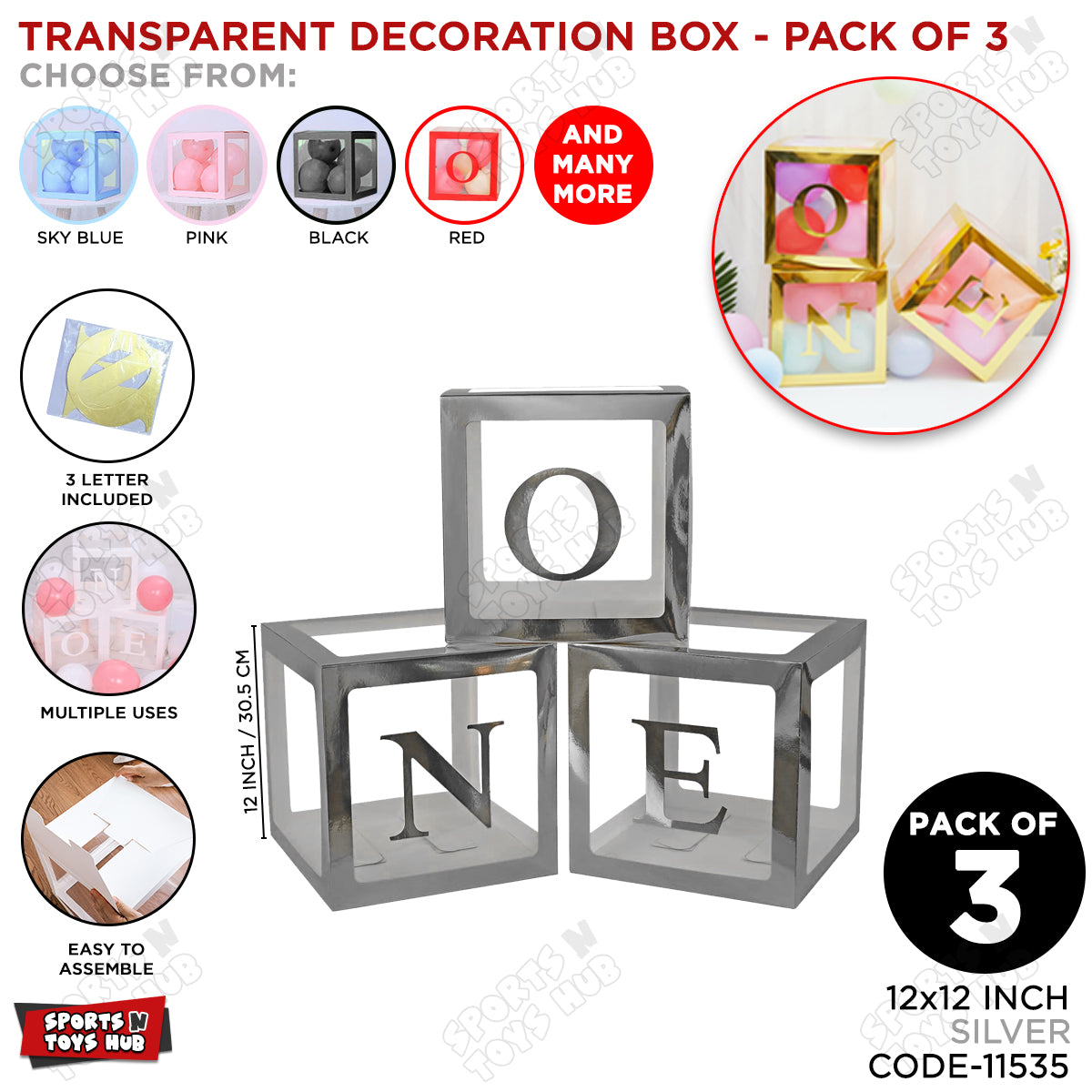 Transparent Shinny Decoration Box WIth One Letter For 1st Birthday