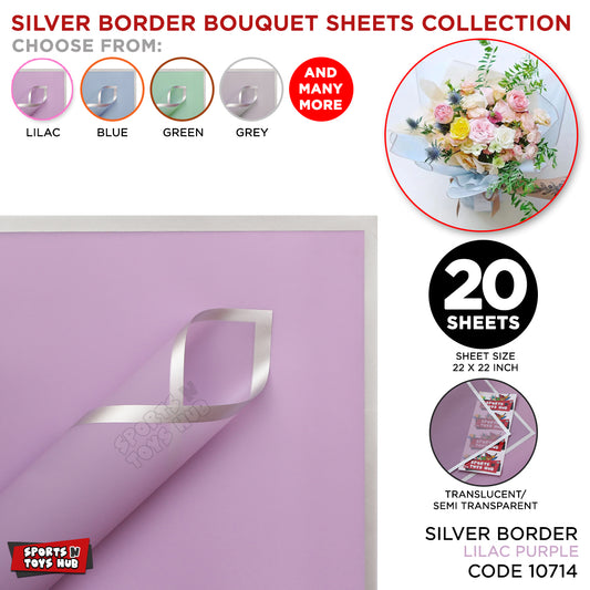 Flower Bouquet Silver Border Double Sided Style Sheet Collection, Flower Sheet, Wrapping Paper