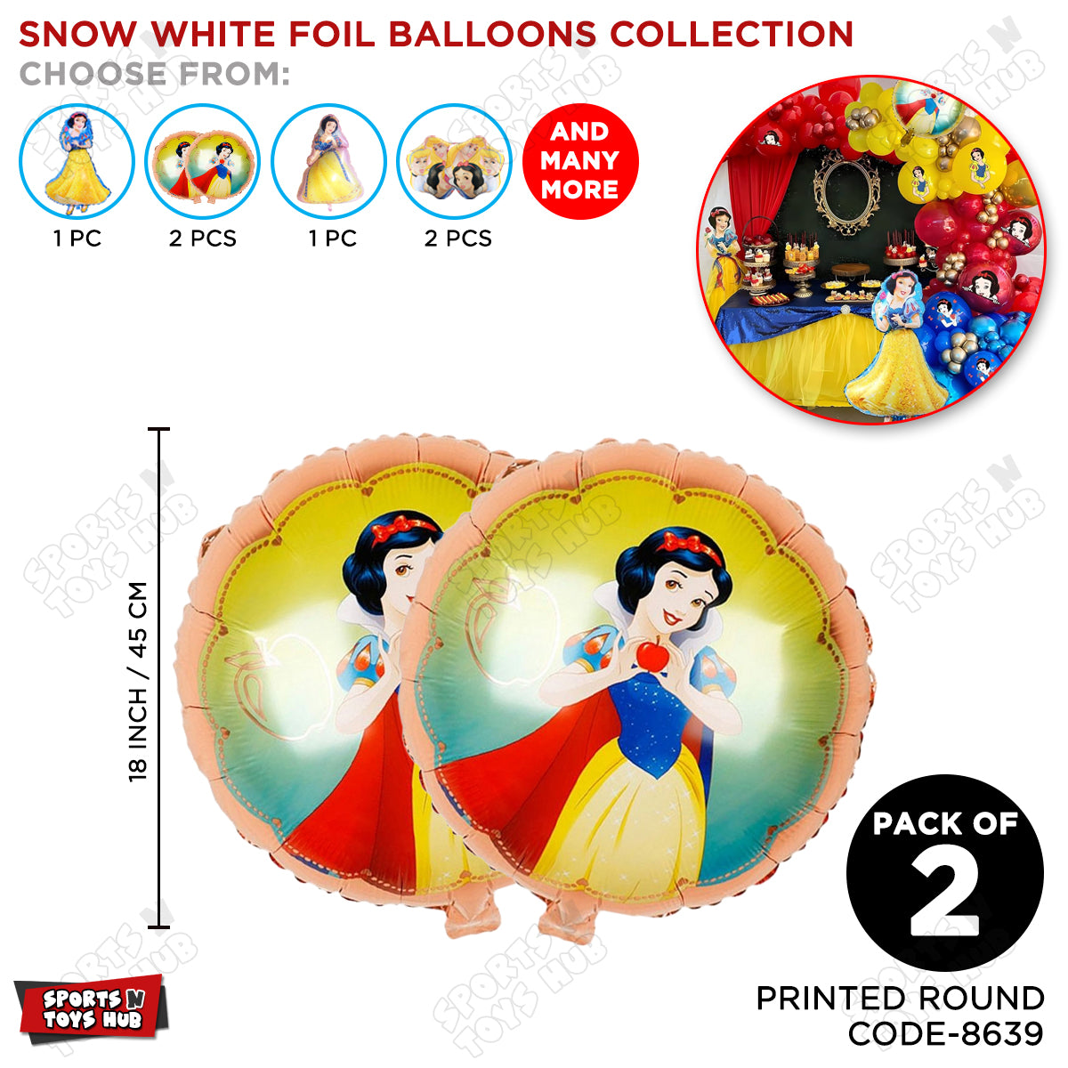 Sn0w White Round Foil Balloon