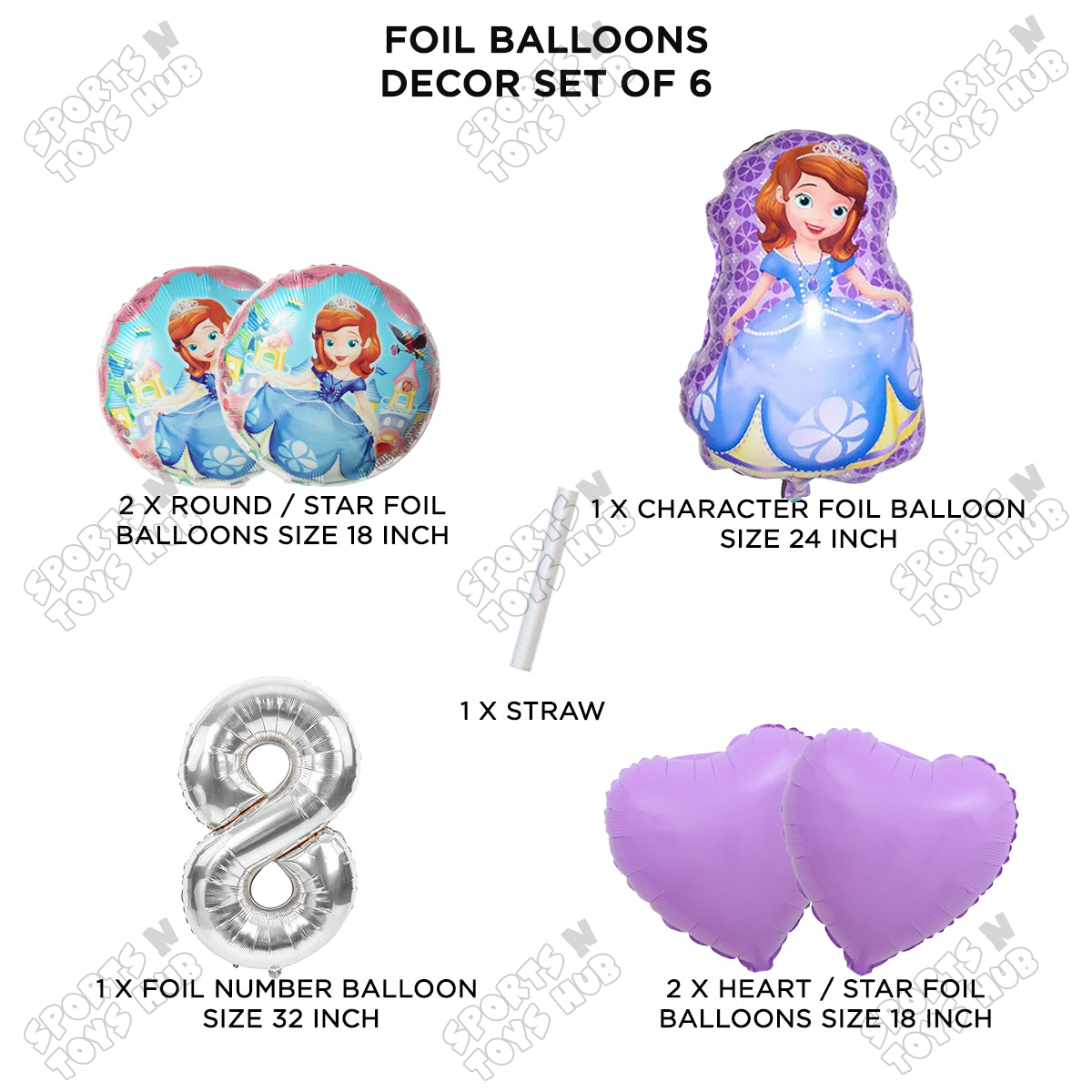 Sofi@ Foil Balloon Set With Number Collection - Pack Of 6
