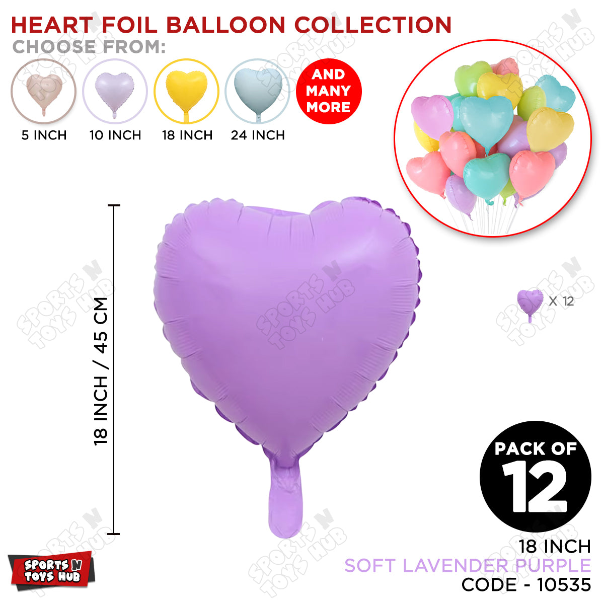 18 Inch - Soft Lavender Purple Pastel Color Heart Foil Balloon