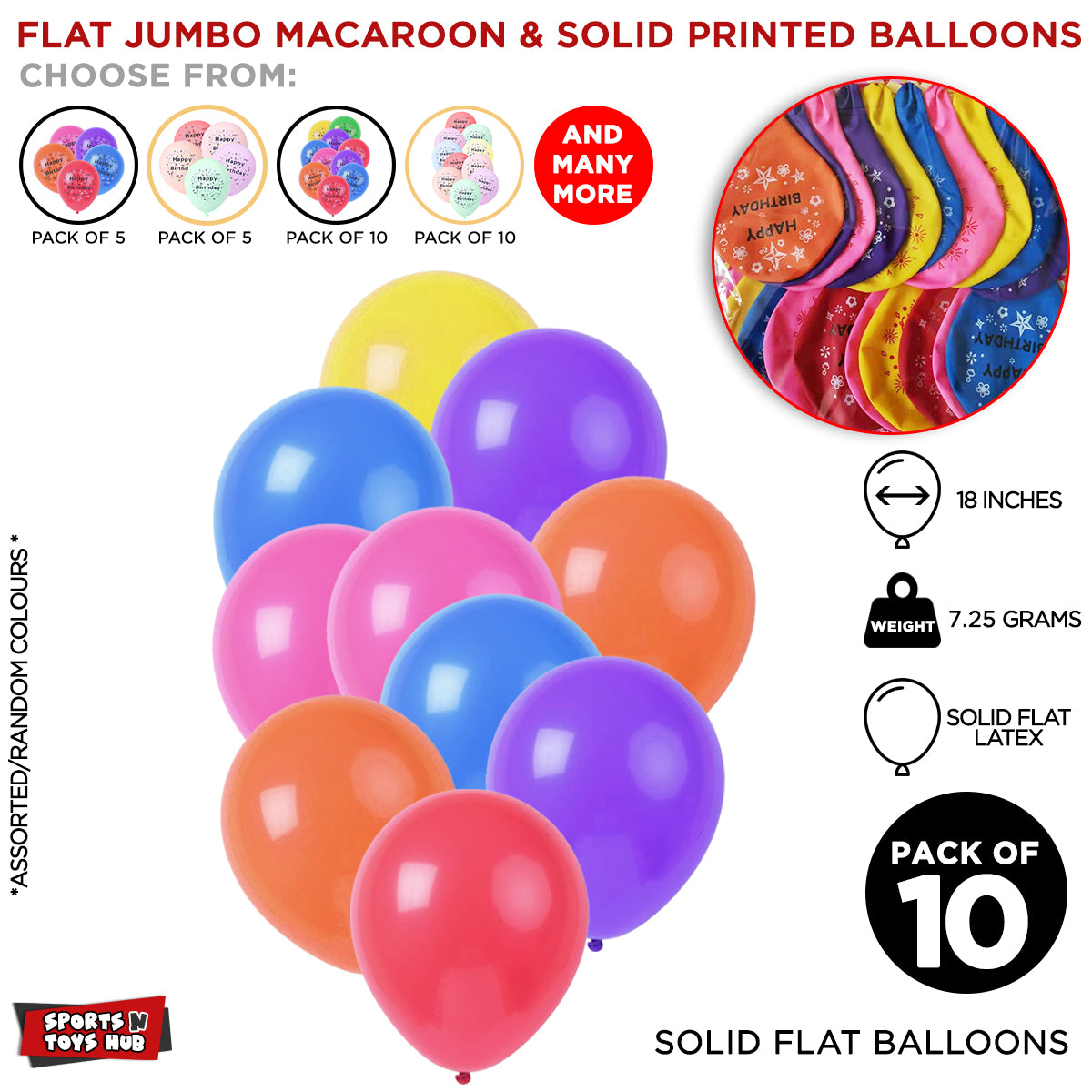 18 Inch Solid Latex Flat Balloon
