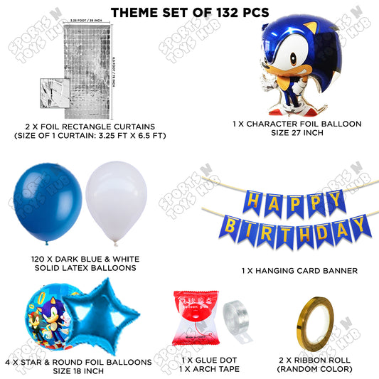S_o_n_i_c Cartoon Character Foil Balloon Set With Happy Birthday Card Banner Arch Theme