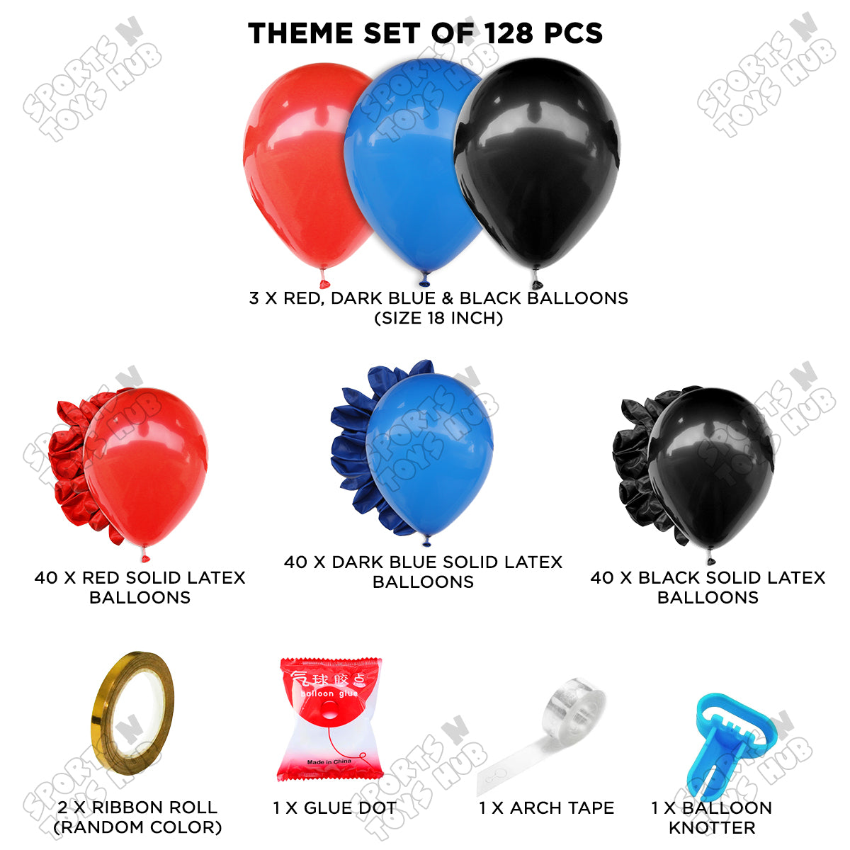 Red Dark Blue & Black Garland Theme Set