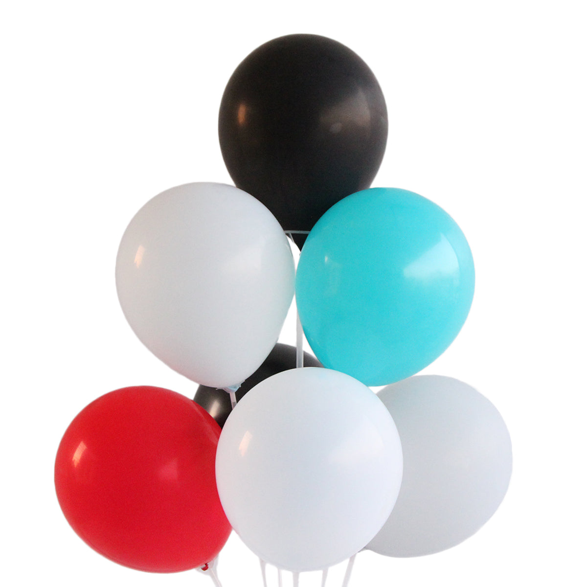 Red, Soft Blue, Ash Grey, Teal Blue & Black Color Balloon Garland Theme Set
