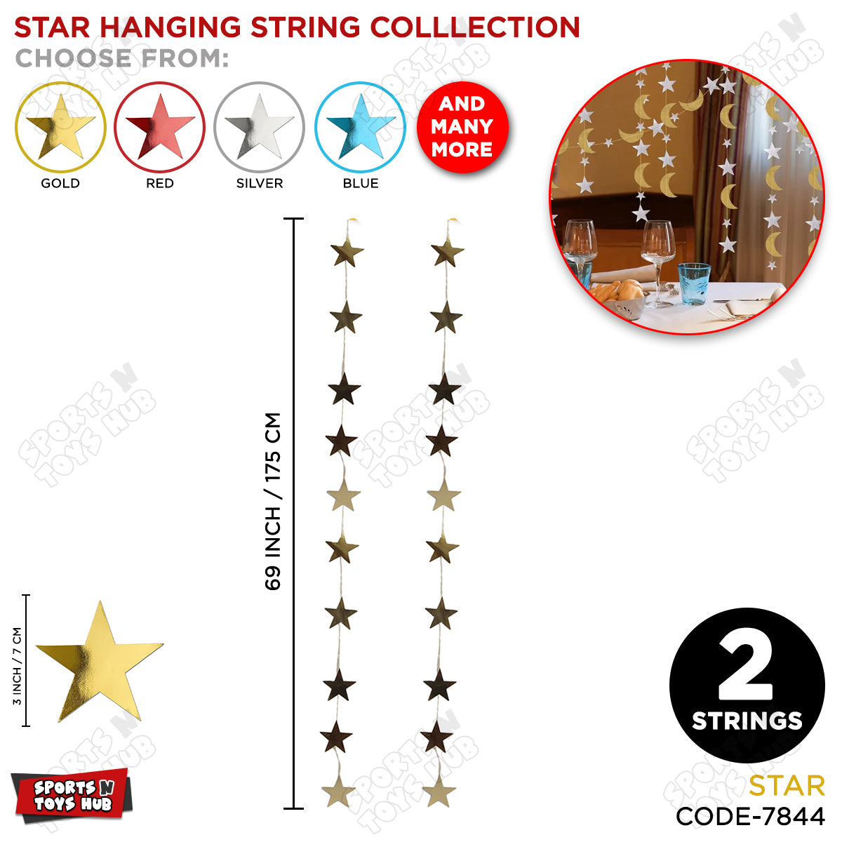 Star Shape Hanging Strings - Pack Of 2