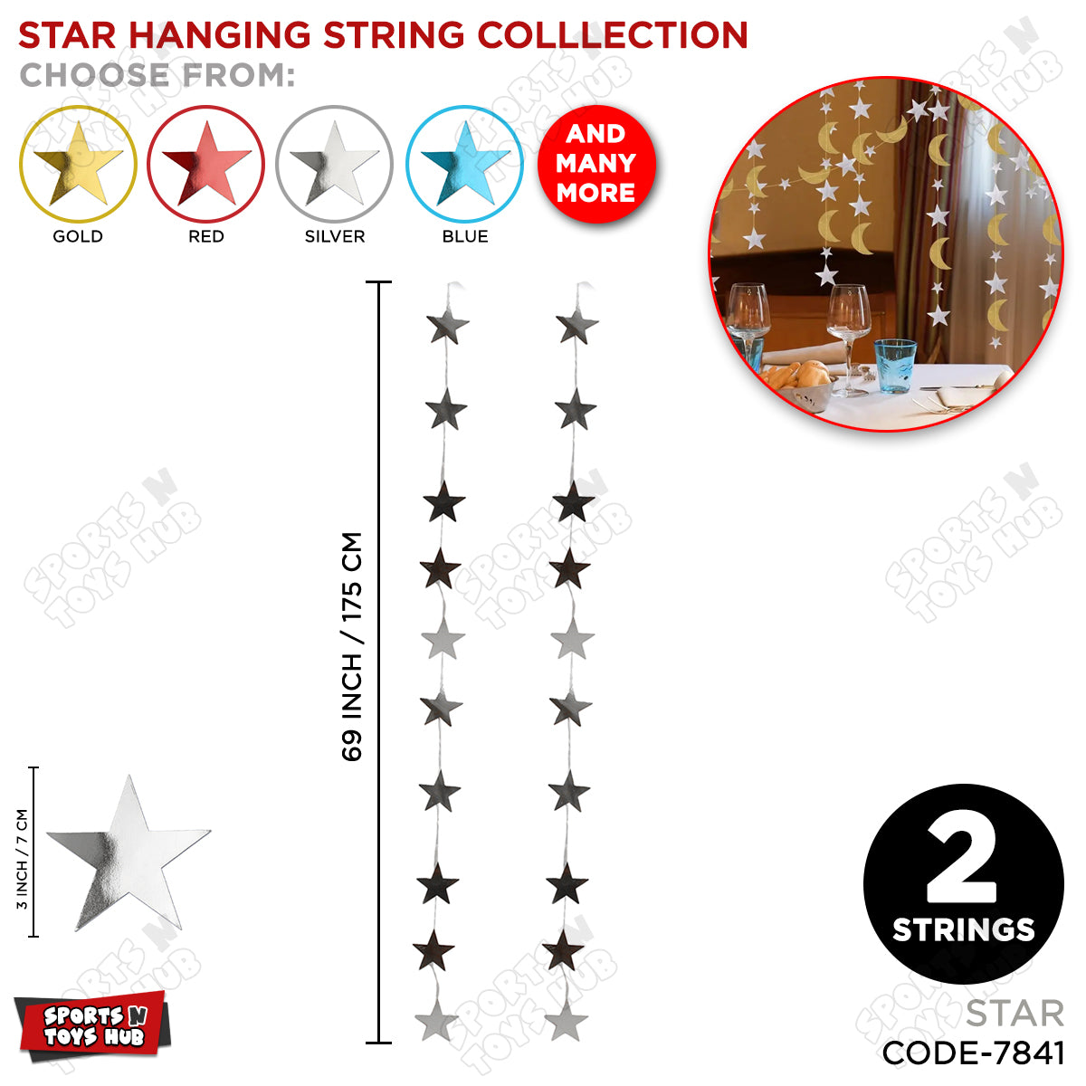 Star Shape Hanging Strings - Pack Of 2