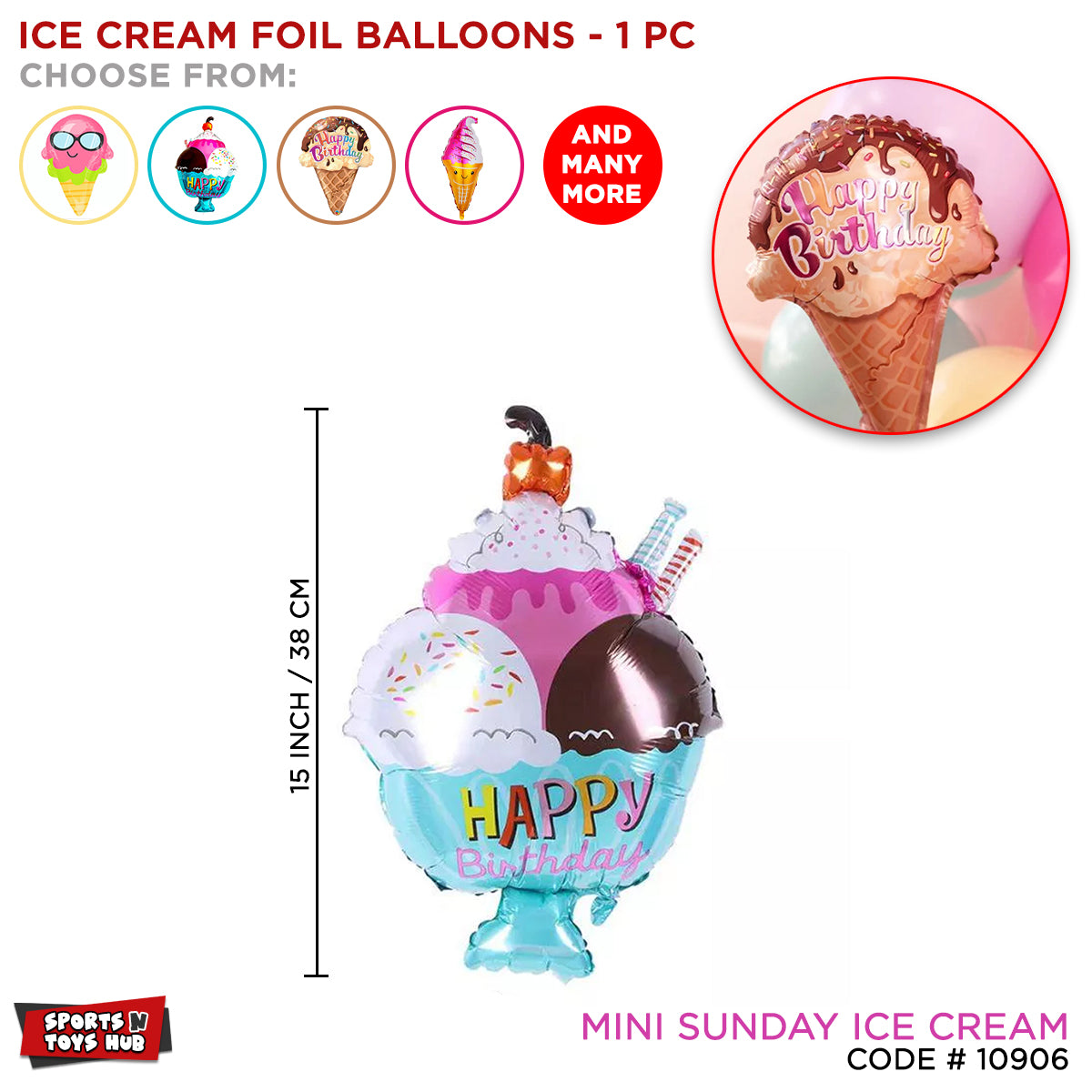 Mini Sunday Icecream Foil Balloon