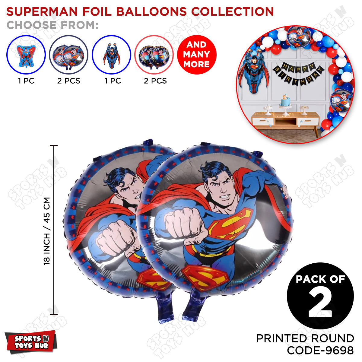 Super M@n Printed Round Foil Balloon