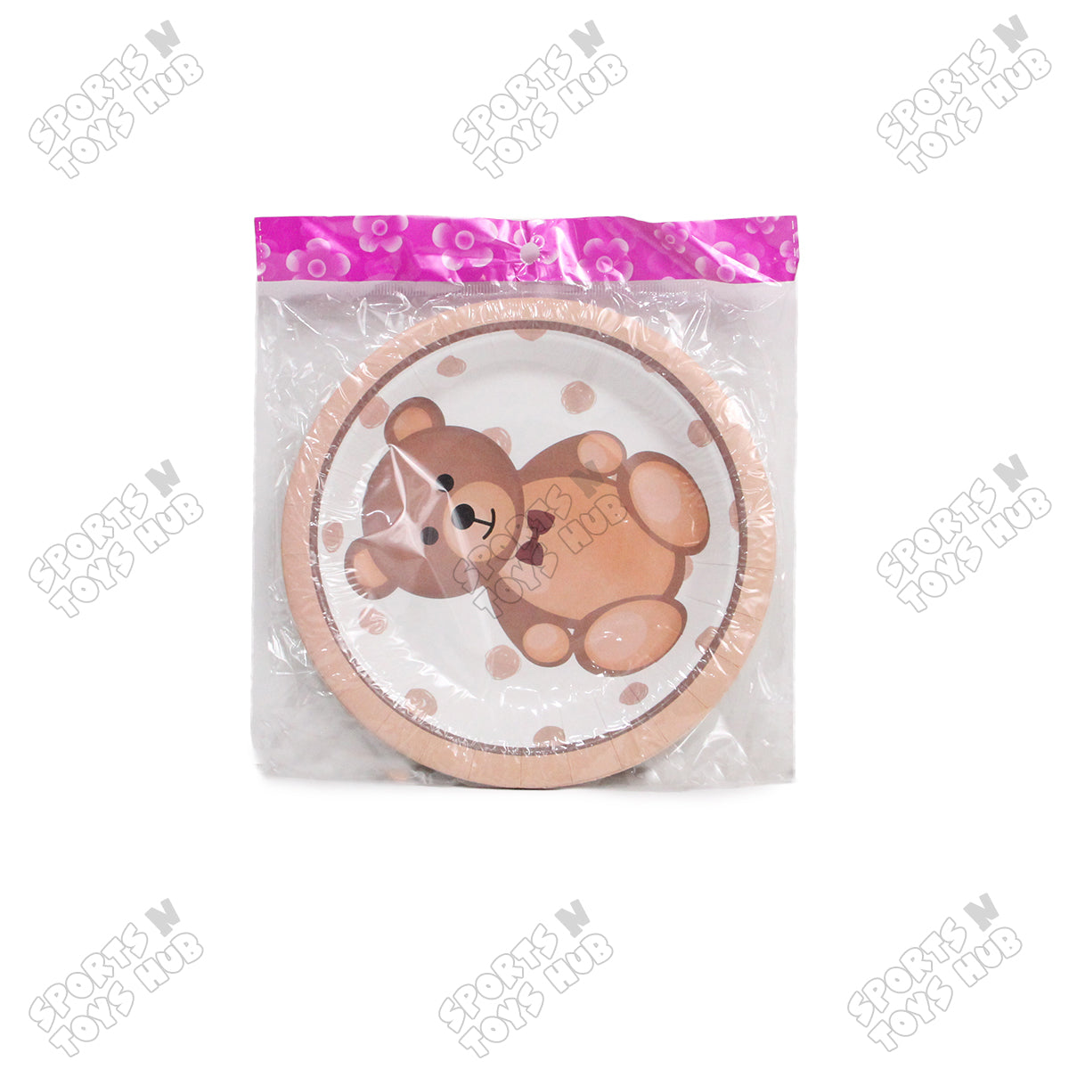 Teddy Bear Printed Cartoon Character Disposable Paper Plates for Birthday Parties - Pack of 10