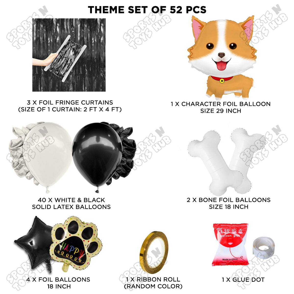 Cartoon Dog Puppy Theme Foil Balloon Set – Adorable Birthday Party Decorations for Kids, Baby Celebration & Events