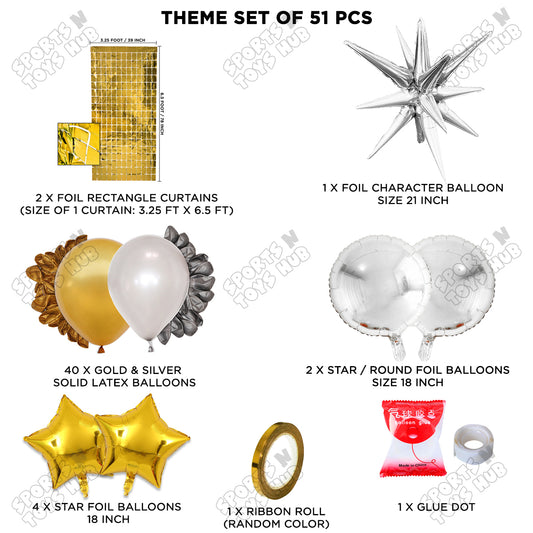 Brust Star Silver Color Foil Balloon Party Decoration Set Theme