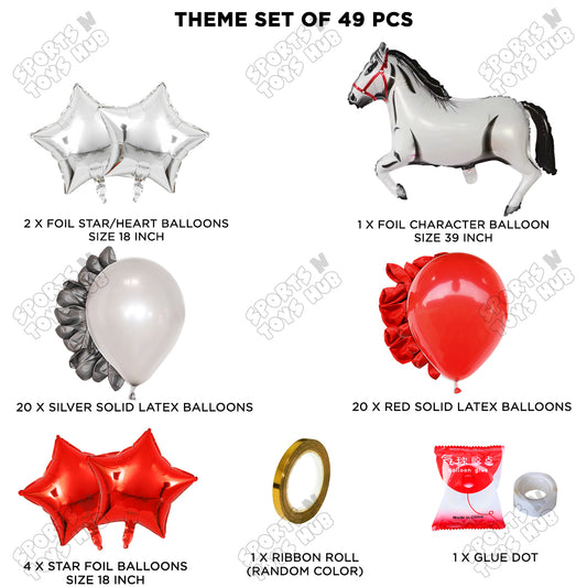Cartoon White Horse Theme Foil Balloon Set – Kids Birthday Party Decoration Kit, Cute Horse Foil Balloons for Baby Shower, Animal Theme Party, Farm Celebration, Photo Booth Backdrop & Event Decorations
