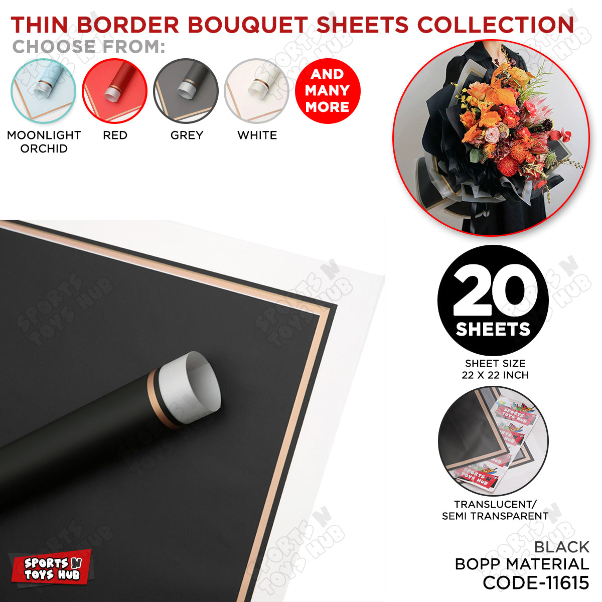 Triple Edge Thin Clear Border Translucent Flower Wrapping Bouquet Sheets