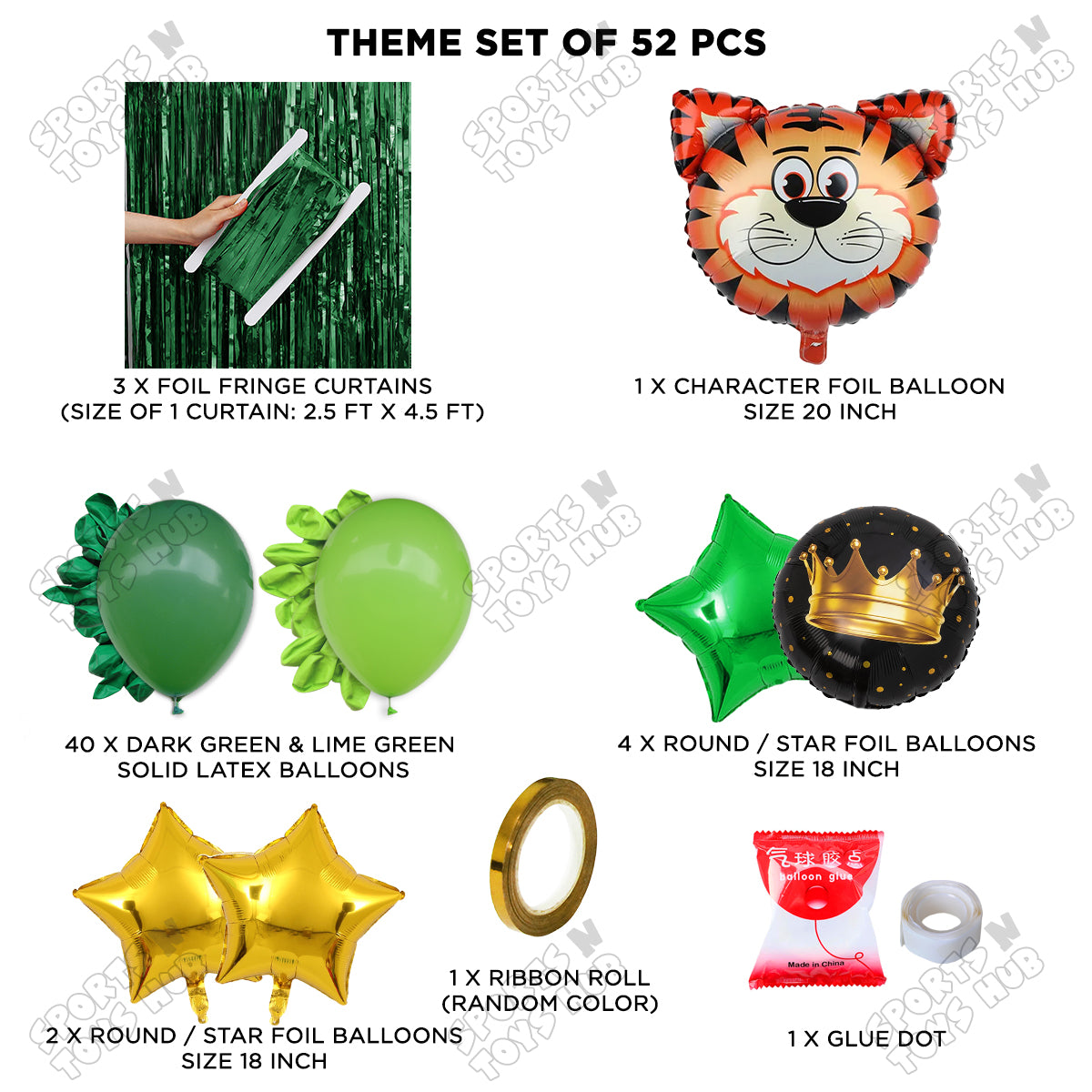 Tiger Animal Character Foil Balloon Set Theme