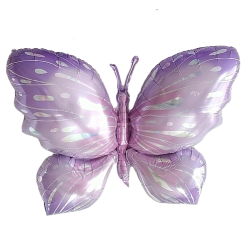 Butterfly Lilac & Silver Color Foil Balloon - 26 Inch