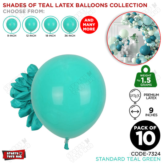 Teal Green Latex Solid Balloons Available In 9, 12, 18 & 36 Inch Sizes
