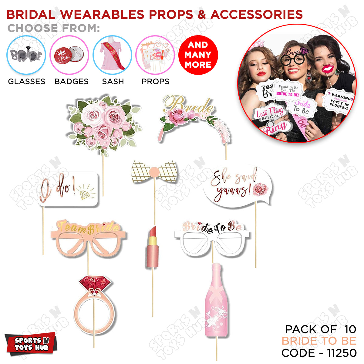 Bride To Be Photo Props - 10 Pcs