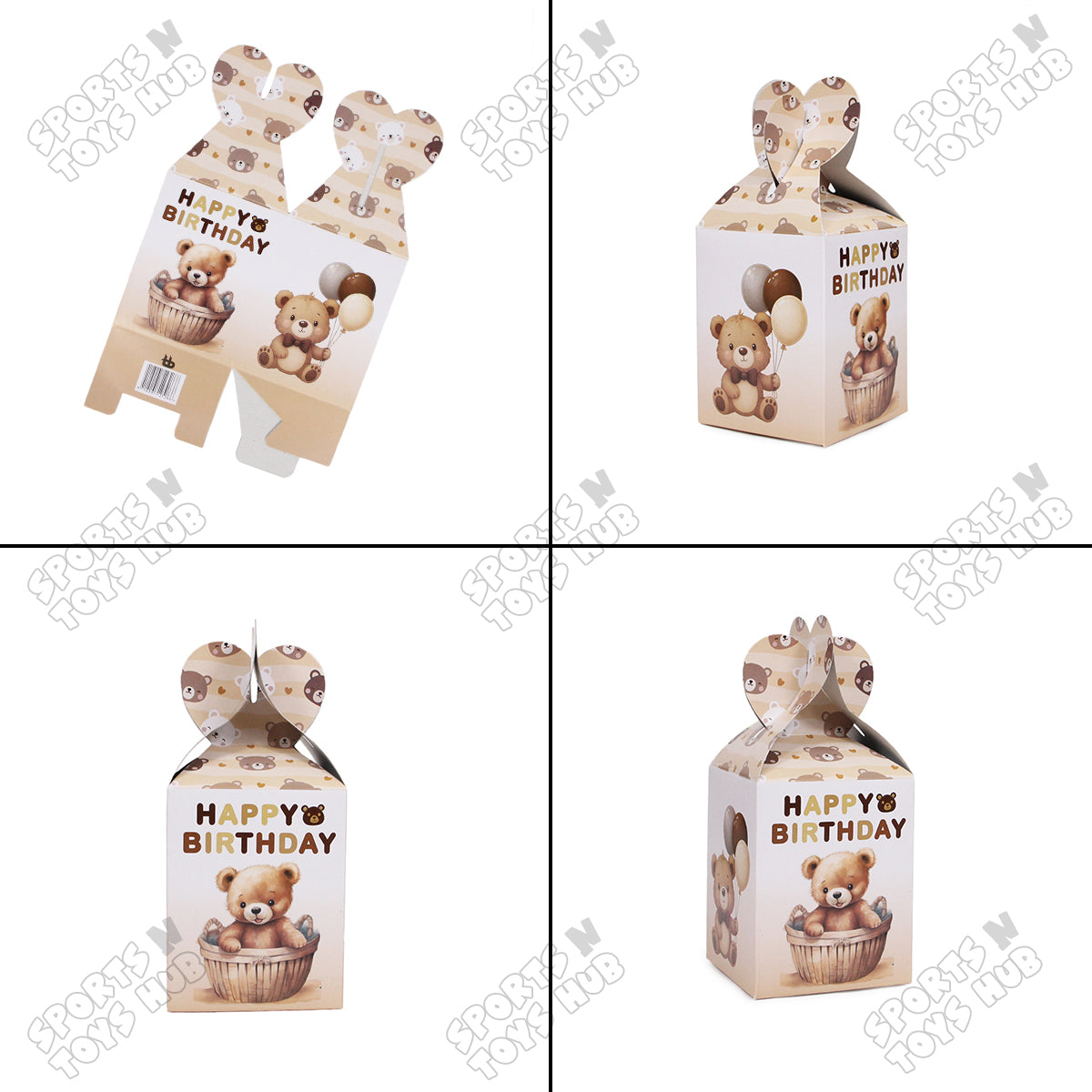Teddy Bear Cartoon Printed Goodies Box - Pack Of 10