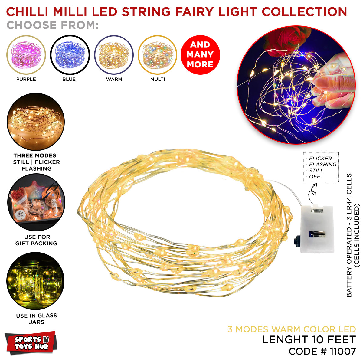 3 Modes Mini Steel Wire Fairy Light Battery Operated Ideal For Adding to Gift Baskets or Boxes or Room Decor