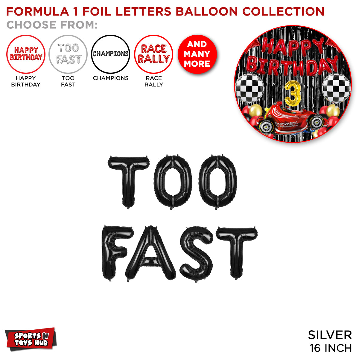 Racing Foil Letter Collection - Black