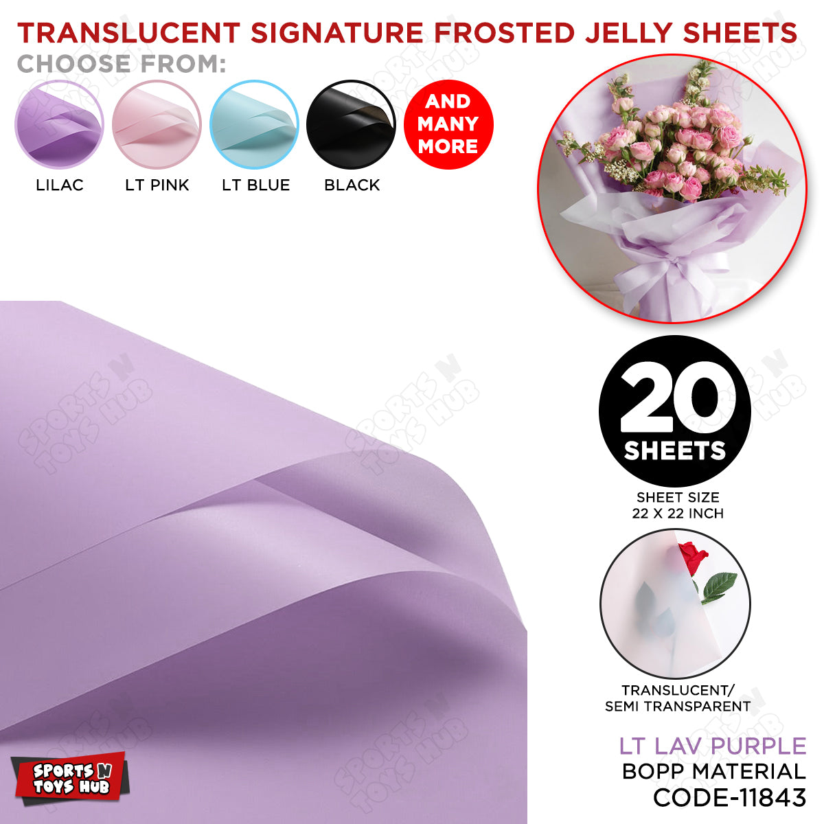 Translucent Signature Frosted Jelly Bouquet Wrapping Paper – Premium Floral Packaging Sheets for Fresh Flowers, Florist Bouquet Wrapping Paper