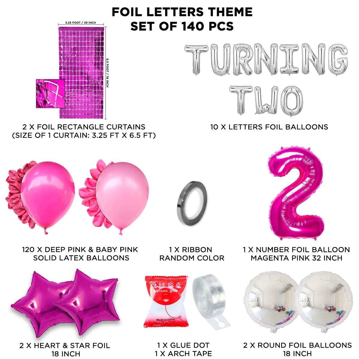 Second Birthday Turning Two Foil Letter Arch Theme