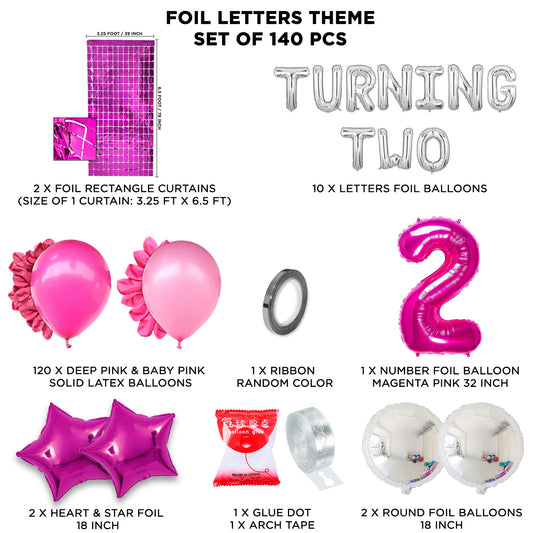 Second Birthday Turning Two Foil Letter Arch Theme