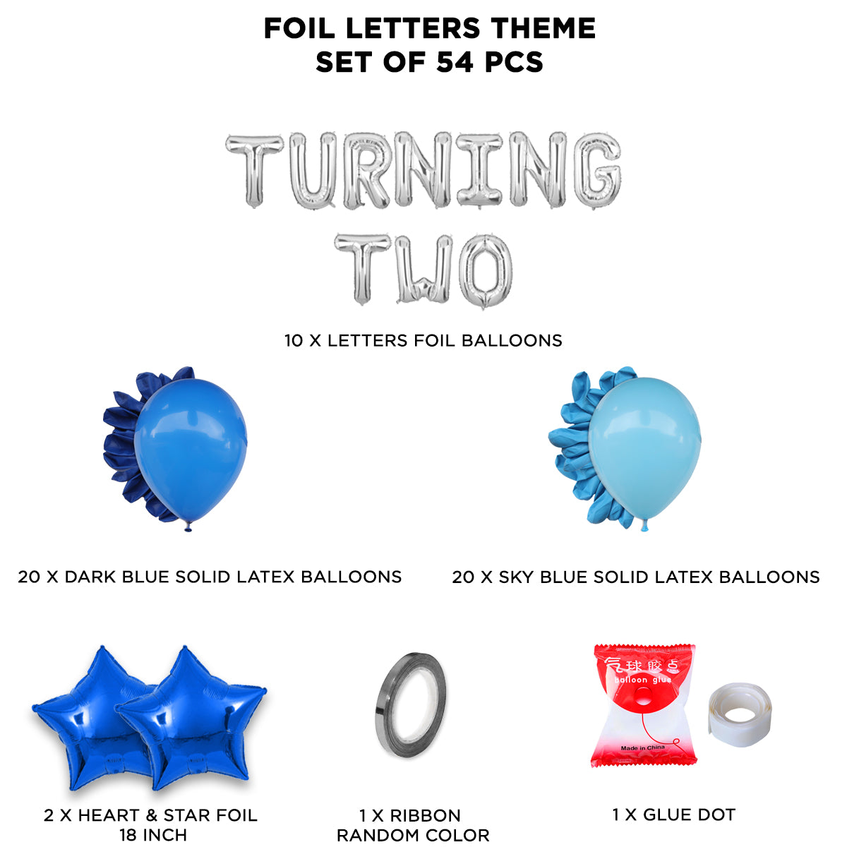 Second Birthday Turning Two Foil Letter Theme Without Curtain