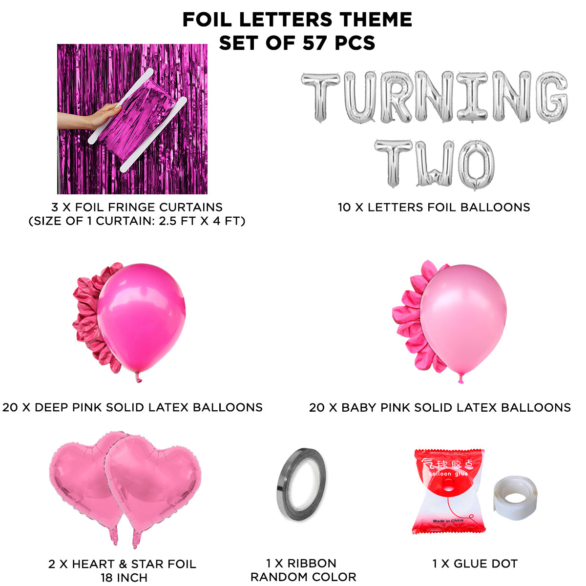 Second Birthday Turning Two Foil Letter Theme With Curtain