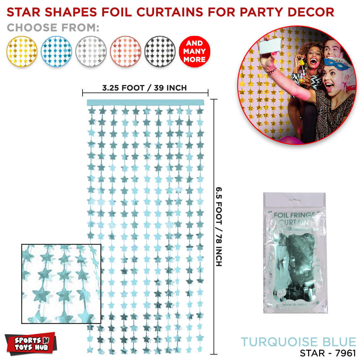 Tinsel Star Shape Foil Fringe Curtain Collection