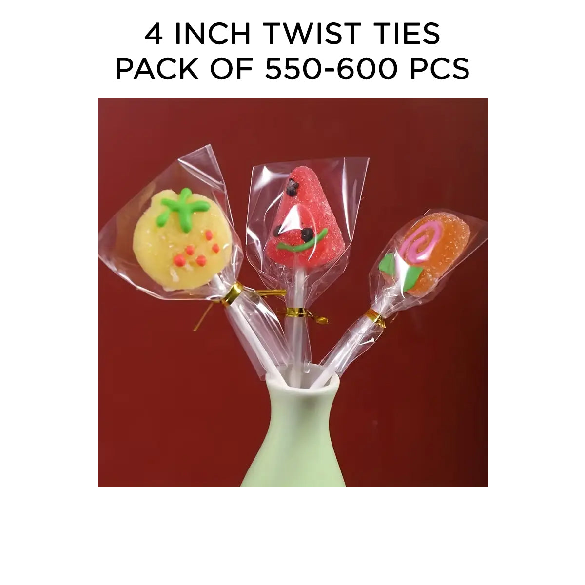 4 Inch Twist Tides, Reusable Cello, Cable Ties For Cake Popes