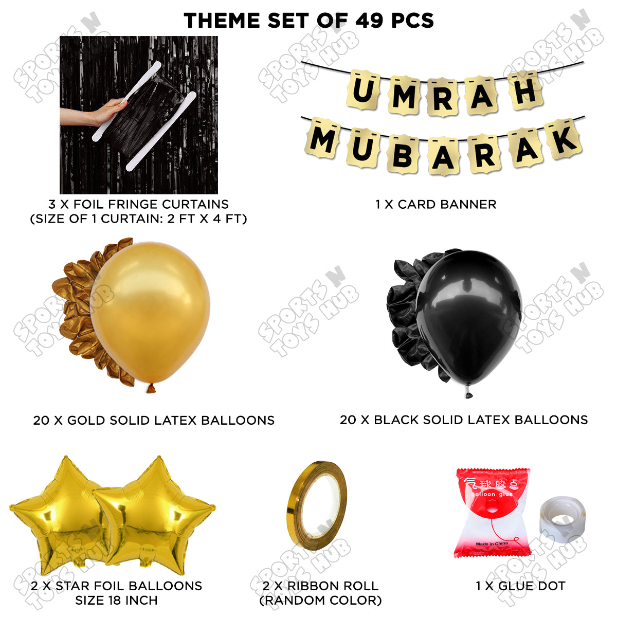 Umrah Mubarak Shinny Gold Card Banner Theme Collection
