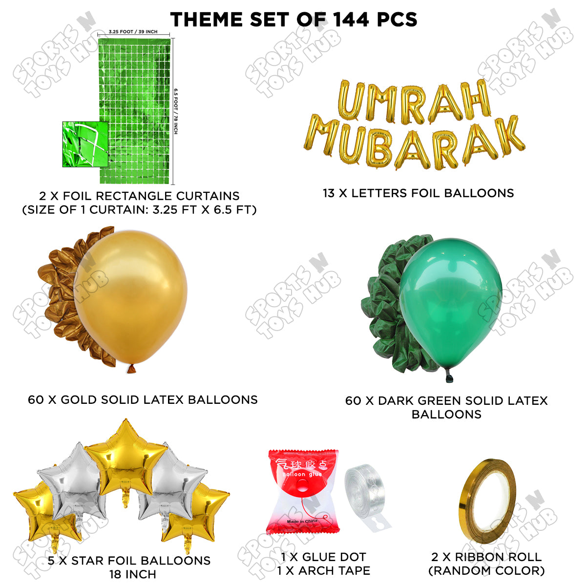 Umrah Mubarak Gold Foil Letter Arch Theme Collection