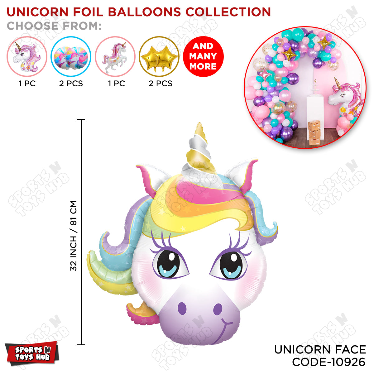U-n-i-c-o-r-n Face Foil Balloon