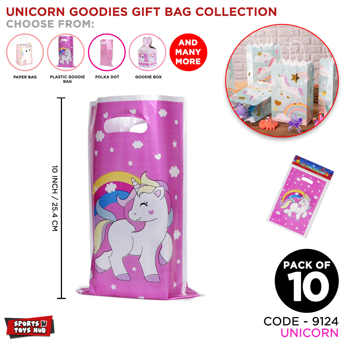 Unicorn Goodies Gift Bags Collection - 10 Pcs
