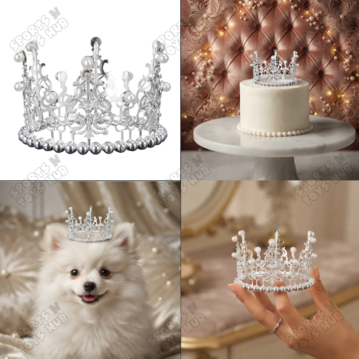 Crown Cake Decor Rhinstones & Pearls