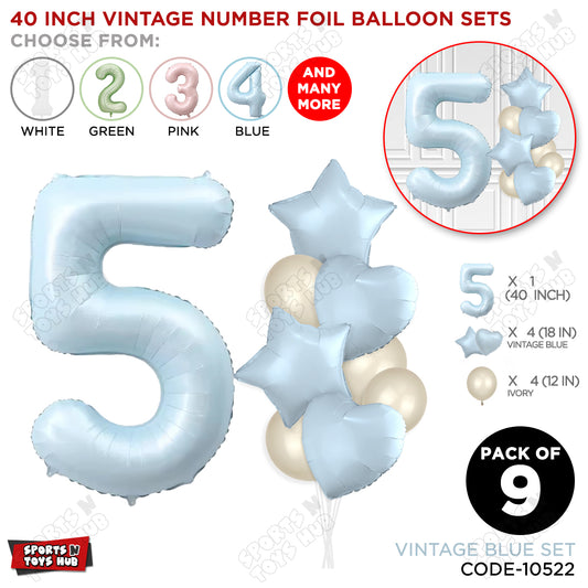 Vintage Blue Color 40 Inch Number Foil Balloon Set