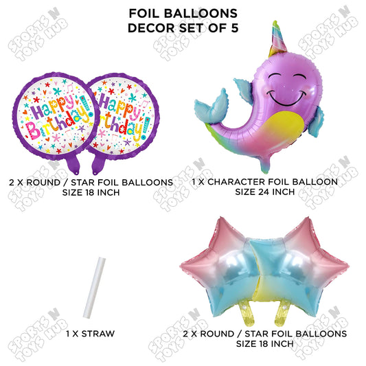 Whale Foil Balloon Pack Of 5 Set