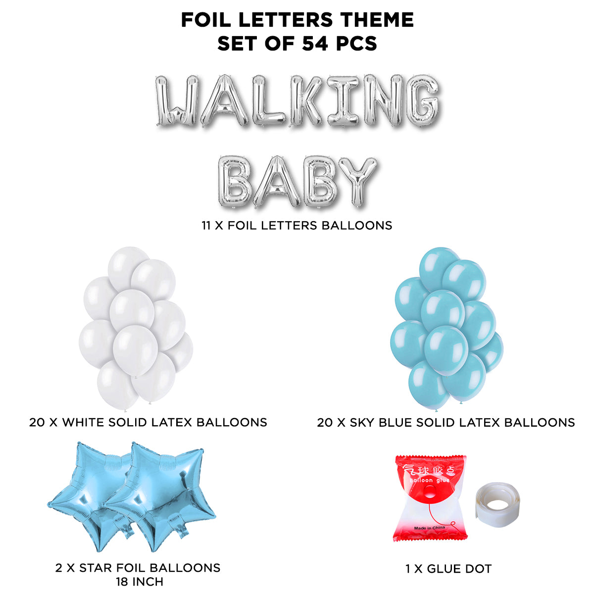 Walking Baby Foil Letter Theme Without Curtain