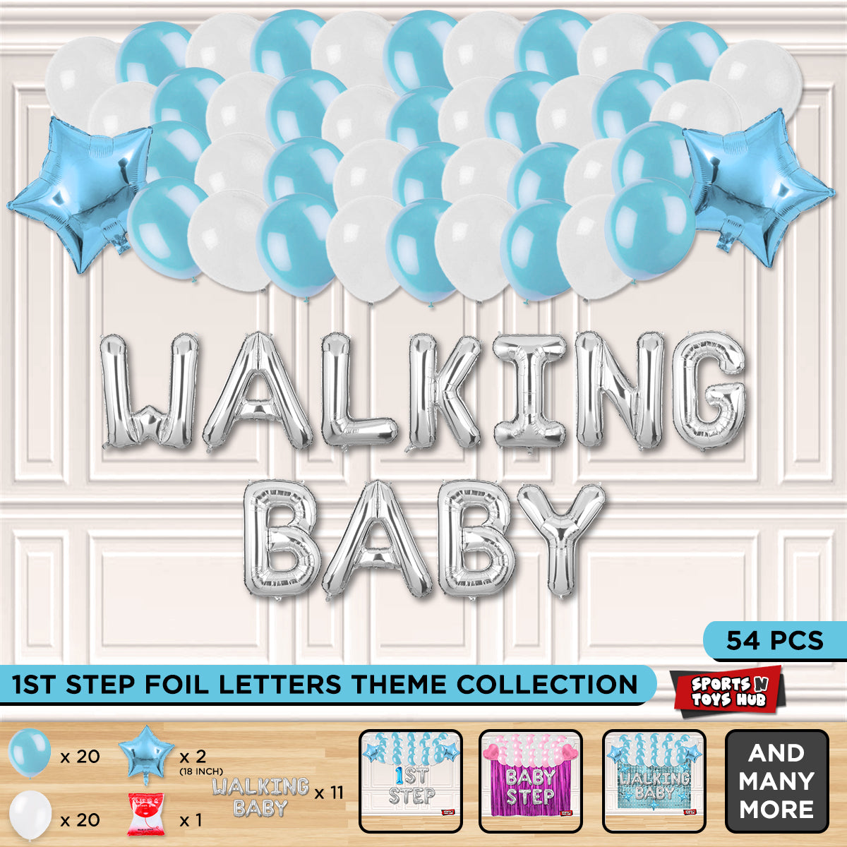 Walking Baby Foil Letter Theme Without Curtain
