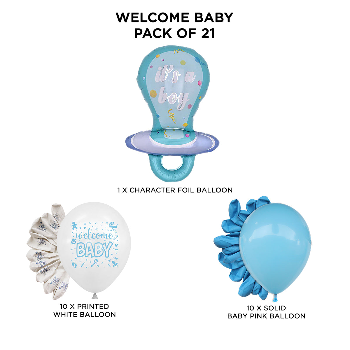 Welcome Baby Pacifier Printed Balloons Bouquet Collection