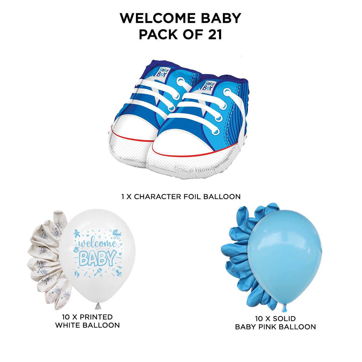 Welcome Baby Shoes Printed Balloons Bouquet Collection
