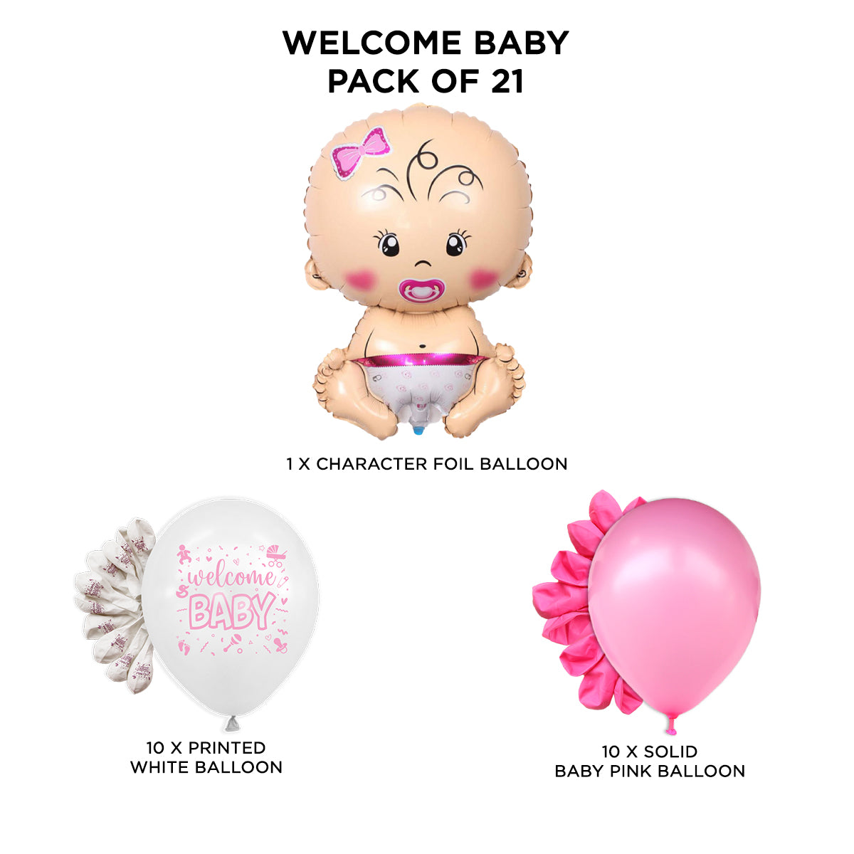 Welcome Baby Girl Printed Balloons Bouquet