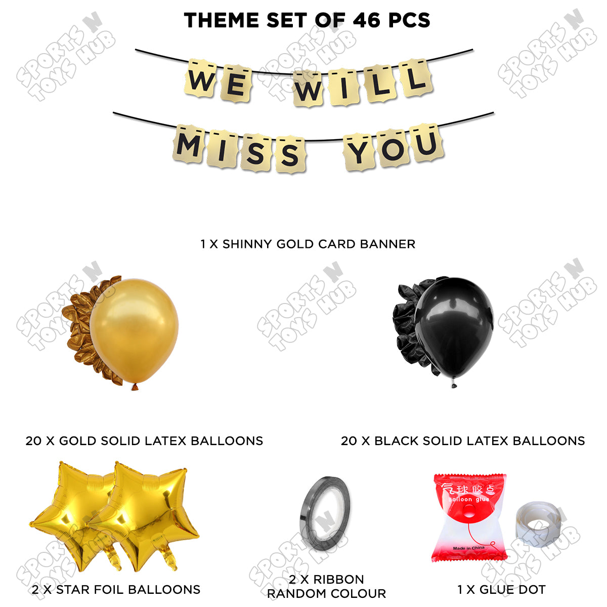 We Will Miss You Gold Shiny Card Banner Theme Collection
