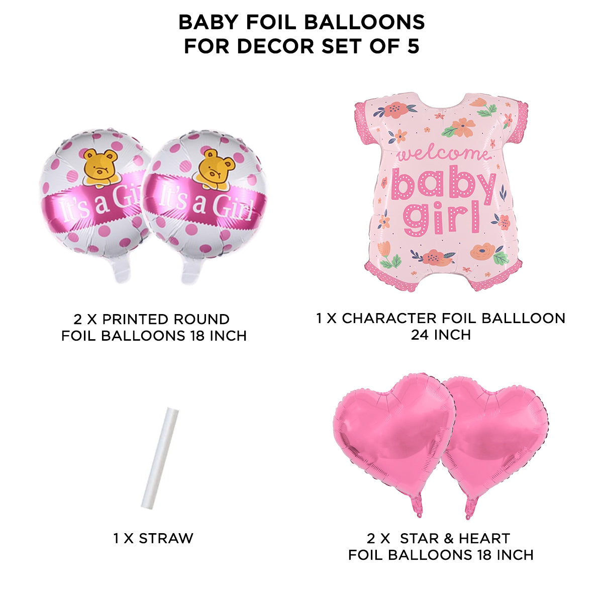 Baby Girl Romper Foil Balloon Set
