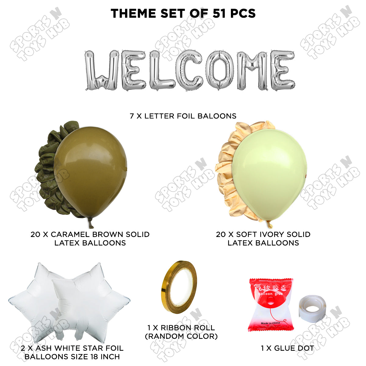 Welcome Foil Letter Theme Without Curtain - White & Ivory