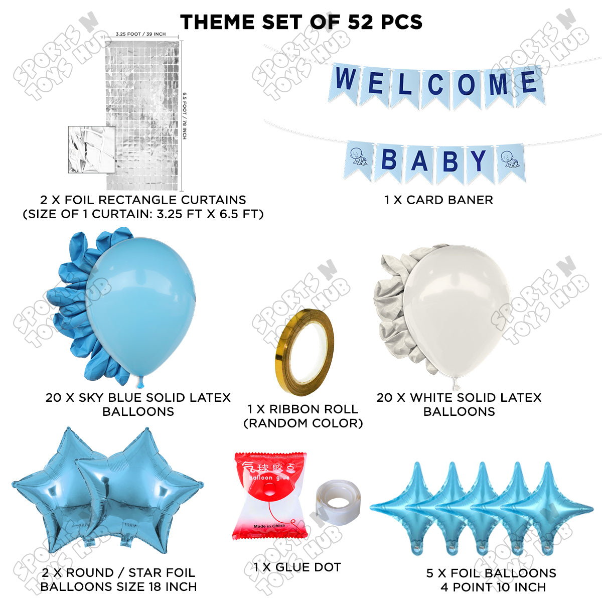 Welcome Baby Card Banner Theme With Rectangle Curtain